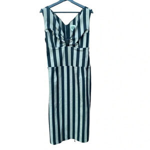 QUEEN of Hearts  women's size 3X black and tan striped dress with ribbon tie